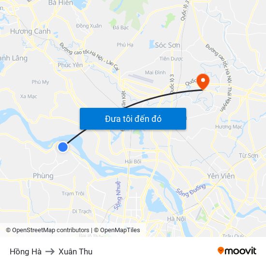 Hồng Hà to Xuân Thu map