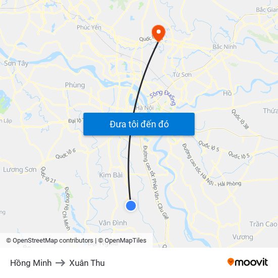 Hồng Minh to Xuân Thu map