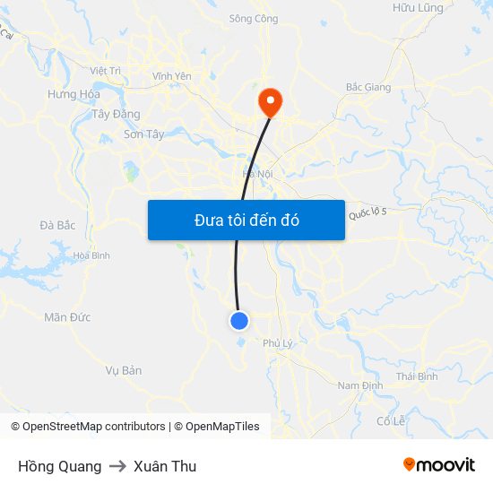 Hồng Quang to Xuân Thu map