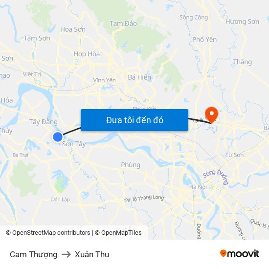 Cam Thượng to Xuân Thu map