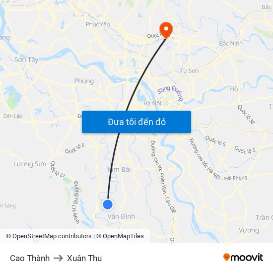 Cao Thành to Xuân Thu map