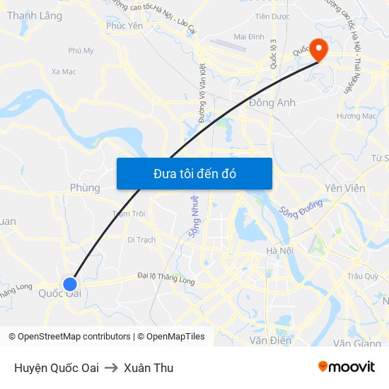 Huyện Quốc Oai to Xuân Thu map