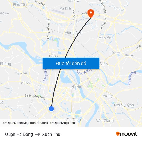 Quận Hà Đông to Xuân Thu map