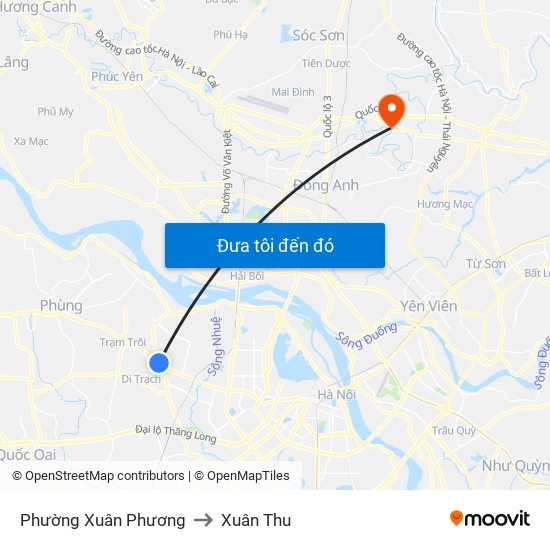 Phường Xuân Phương to Xuân Thu map