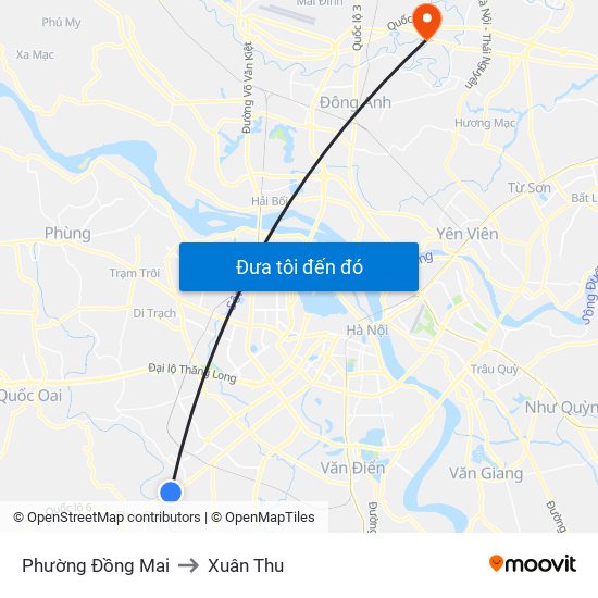 Phường Đồng Mai to Xuân Thu map