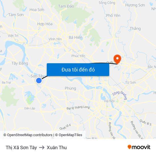 Thị Xã Sơn Tây to Xuân Thu map