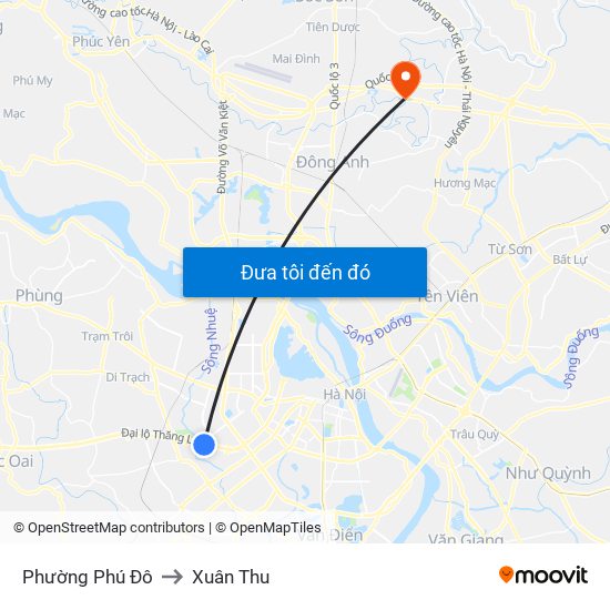 Phường Phú Đô to Xuân Thu map