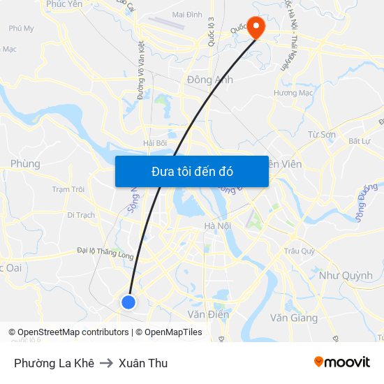 Phường La Khê to Xuân Thu map