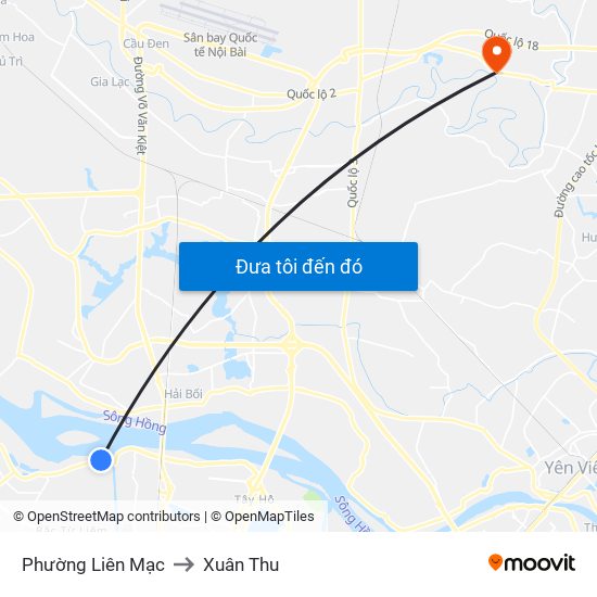 Phường Liên Mạc to Xuân Thu map