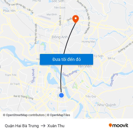 Quận Hai Bà Trưng to Xuân Thu map