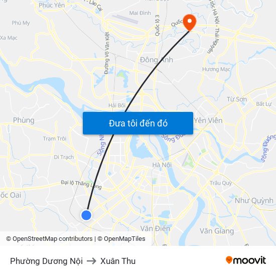 Phường Dương Nội to Xuân Thu map