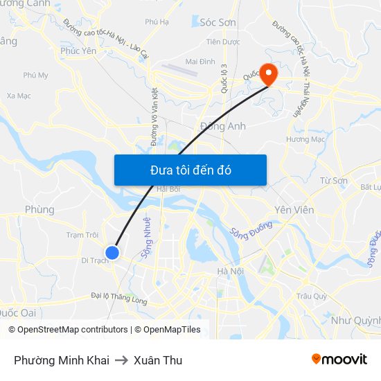 Phường Minh Khai to Xuân Thu map