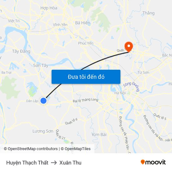 Huyện Thạch Thất to Xuân Thu map