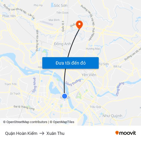 Quận Hoàn Kiếm to Xuân Thu map