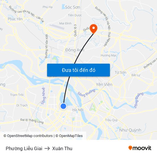Phường Liễu Giai to Xuân Thu map