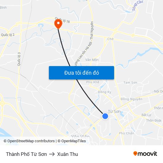 Thành Phố Từ Sơn to Xuân Thu map