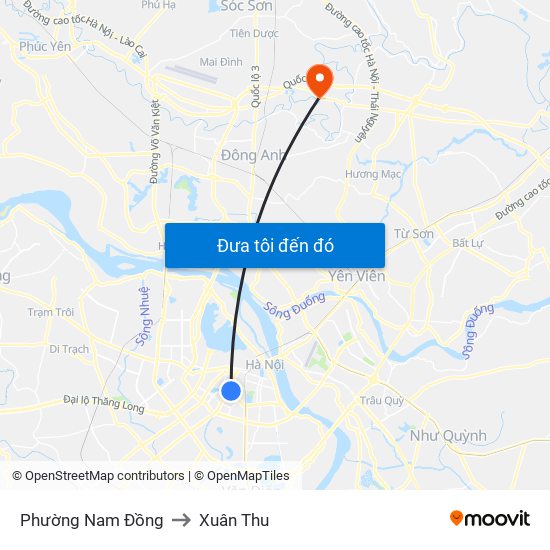 Phường Nam Đồng to Xuân Thu map