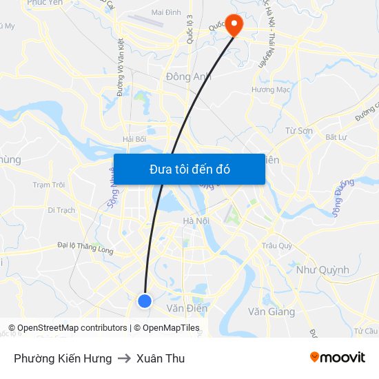 Phường Kiến Hưng to Xuân Thu map
