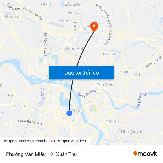 Phường Văn Miếu to Xuân Thu map