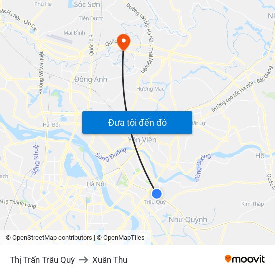 Thị Trấn Trâu Quỳ to Xuân Thu map