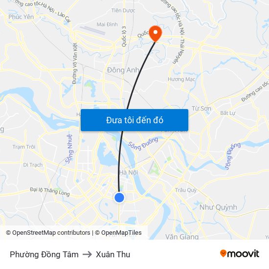 Phường Đồng Tâm to Xuân Thu map