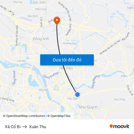 Xã Cổ Bi to Xuân Thu map