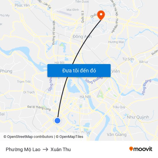 Phường Mộ Lao to Xuân Thu map