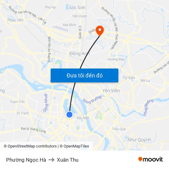 Phường Ngọc Hà to Xuân Thu map