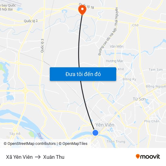 Xã Yên Viên to Xuân Thu map