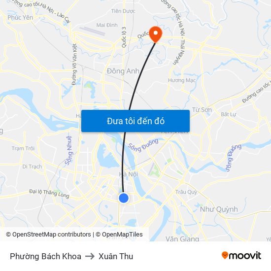 Phường Bách Khoa to Xuân Thu map
