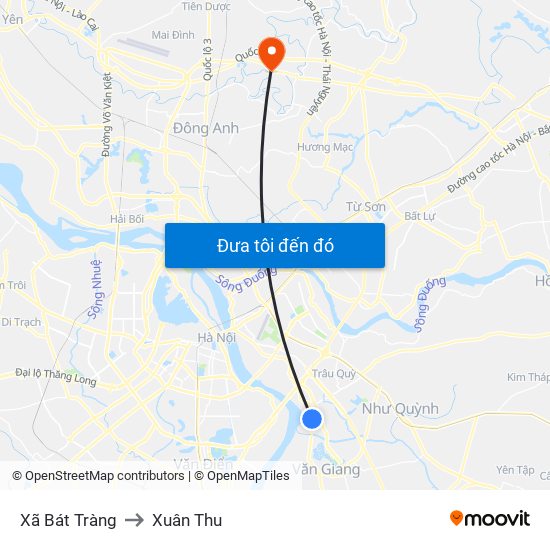 Xã Bát Tràng to Xuân Thu map