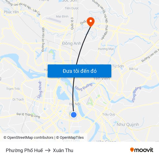 Phường Phố Huế to Xuân Thu map