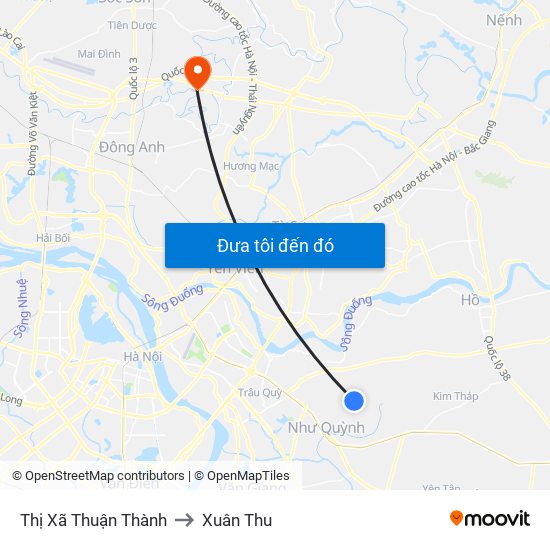 Thị Xã Thuận Thành to Xuân Thu map