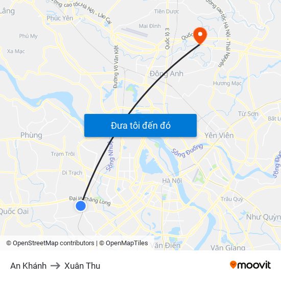 An Khánh to Xuân Thu map