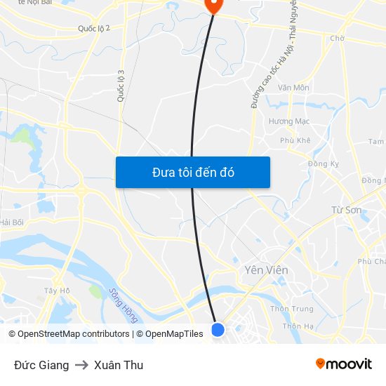 Đức Giang to Xuân Thu map