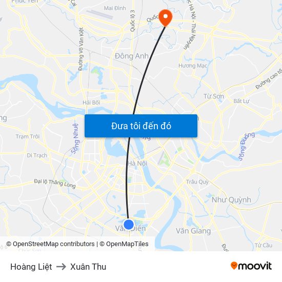Hoàng Liệt to Xuân Thu map