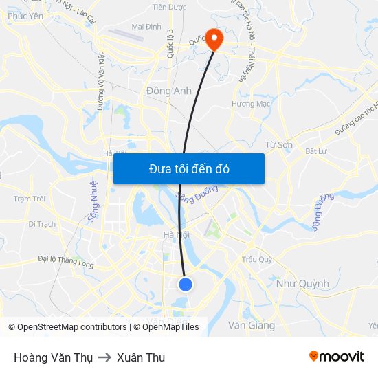 Hoàng Văn Thụ to Xuân Thu map