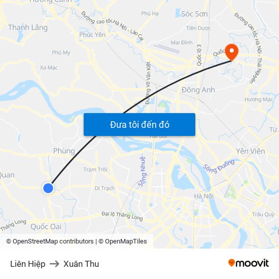 Liên Hiệp to Xuân Thu map