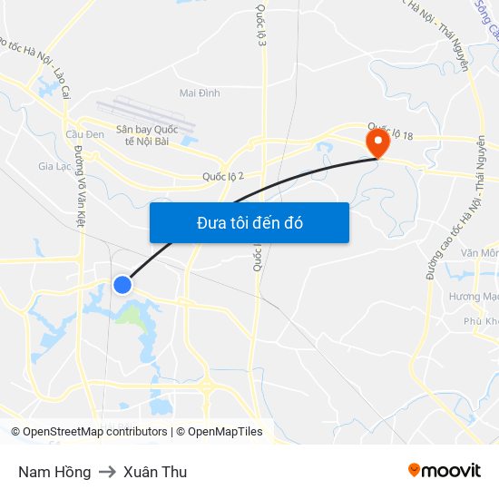 Nam Hồng to Xuân Thu map