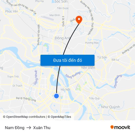 Nam Đồng to Xuân Thu map