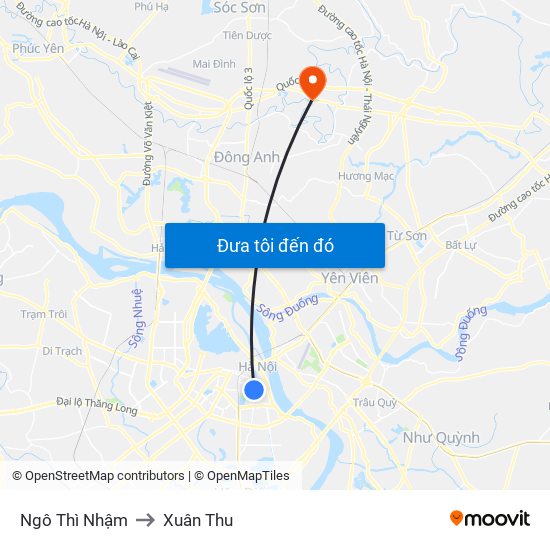 Ngô Thì Nhậm to Xuân Thu map