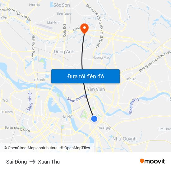 Sài Đồng to Xuân Thu map