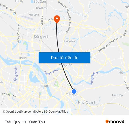 Trâu Quỳ to Xuân Thu map