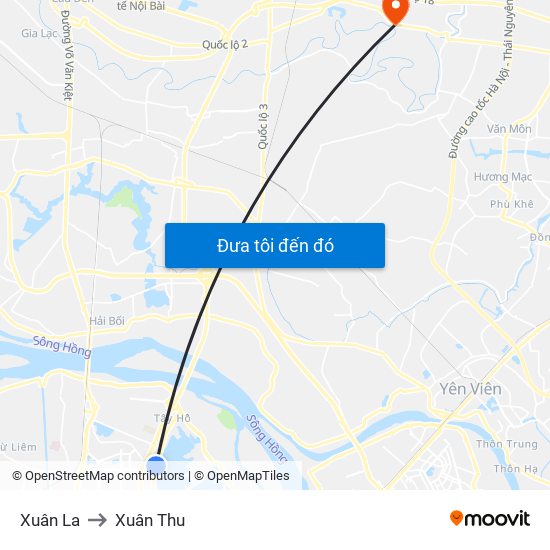 Xuân La to Xuân Thu map