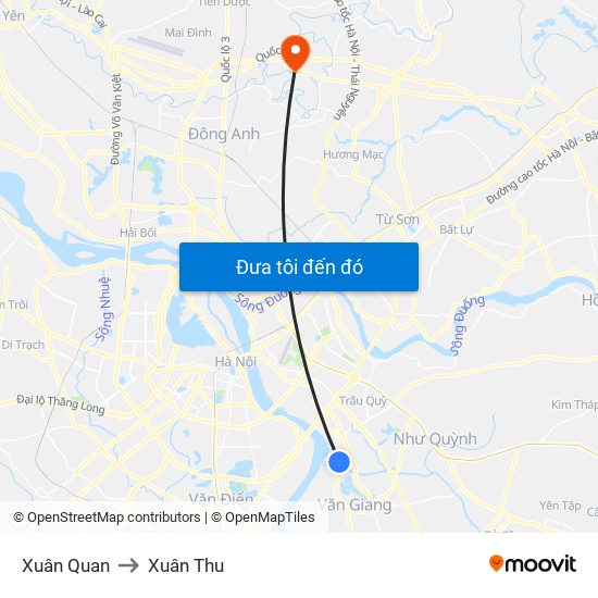 Xuân Quan to Xuân Thu map