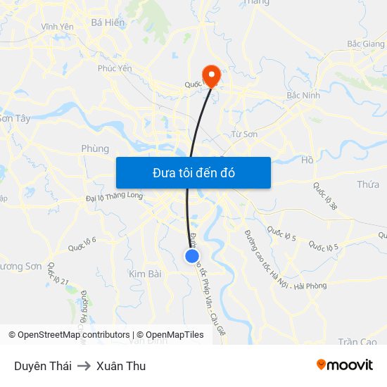 Duyên Thái to Xuân Thu map