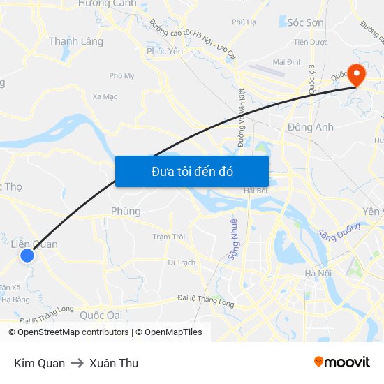 Kim Quan to Xuân Thu map