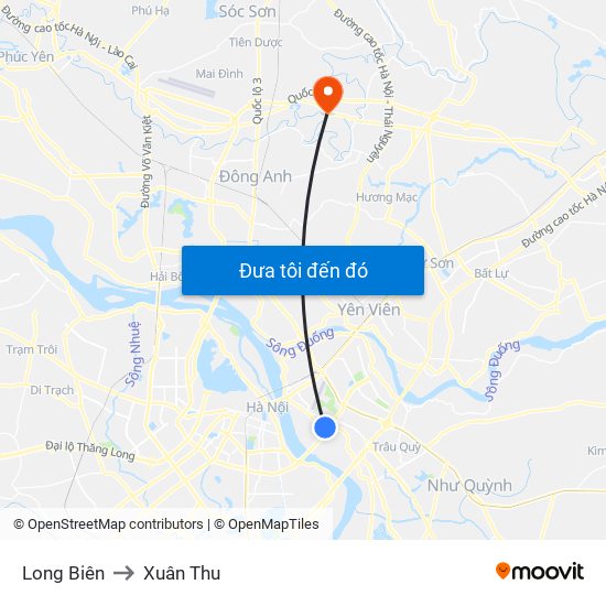 Long Biên to Xuân Thu map
