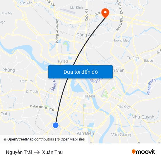 Nguyễn Trãi to Xuân Thu map