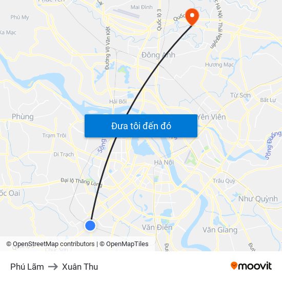 Phú Lãm to Xuân Thu map